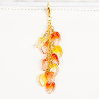 Glass leaves planner charm with yellow and orange glass wire-wrapped leaf beads