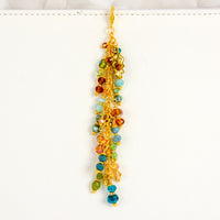 Acorn and Oak Leaf Planner Charm with Blue, Green, Goldenrod and Brown Crystal Dangle - Gold