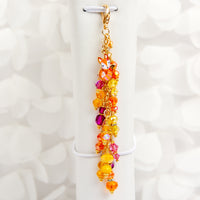 Pretty Fox Dangle Planner Charm with Orange, Yellow and Pink Crystals and Gold Hardware