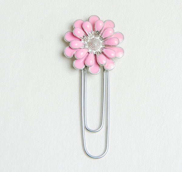 Light Pink Enamel Flower Planner Clip - Bookmark