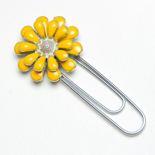 Yellow Enamel Flower Planner Clip - Bookmark