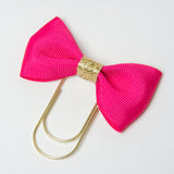 Pink and Gold Bow Planner Clip Bookmark with Wide Gold Paperclip