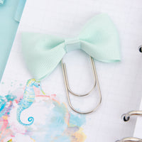 Mint Bow Wide Planner Clip - Bookmark in Silver, Gold or Rose Gold