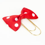Red Dotted Grosgrain Bow Wide Paperclip