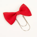 Red Dotted or Solid Bow Planner Clip - Bookmark in Silver or Gold
