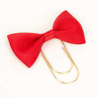 Red grosgrain bow wide planner paperclip