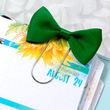 Green Bow Wide Planner Clip - Bookmark in Silver, Gold or Rose Gold