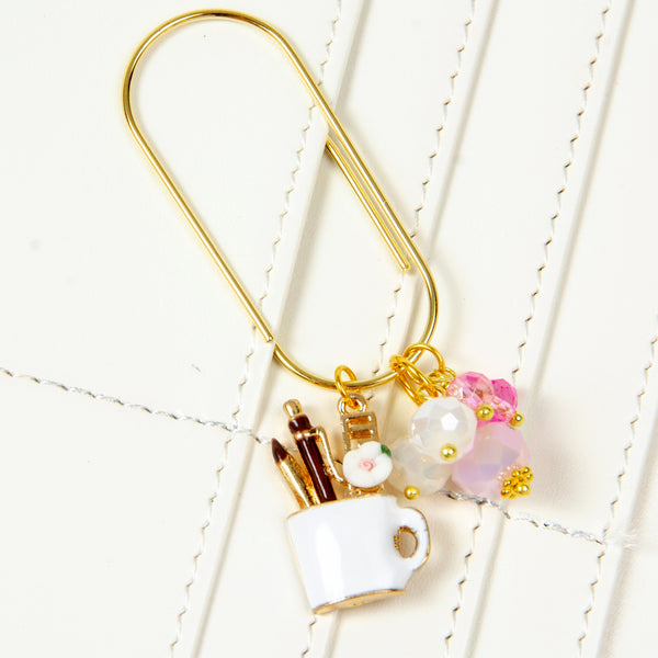 Planner Girl Coffee Cup Dangle Paperclip