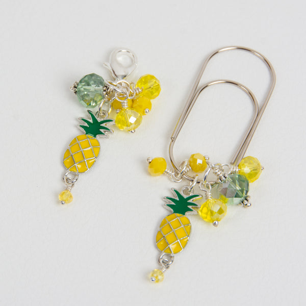 Pineapple Dangle Clip and Charm in Silver