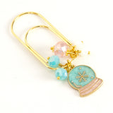 Snow Globe Dangle Clip with Pink and Aqua Crystals