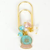Snow Globe Dangle Clip with aqua, pink and white crystals