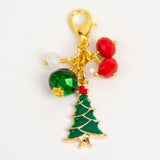 Enamel Christmas Tree Charm with red, green and white beads