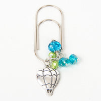 Hot Air Balloon Dangle Clip with Blue and Green Crystals
