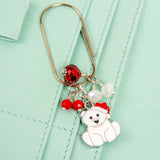 Enamel Polar Bear Charm with Red and White Crystalson Wide Planner Paperclip
