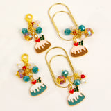Iced Holiday Cake Charm or Dangle Clip in either Cyan or Brown