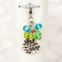 Frog and Lilypad Lobster Clasp charm on a travelers notebook