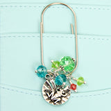 Frog and Lilypad Wide Dangle clip on a planner pocket