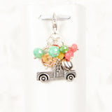 Pick-up Truck Beaded Charm with peach