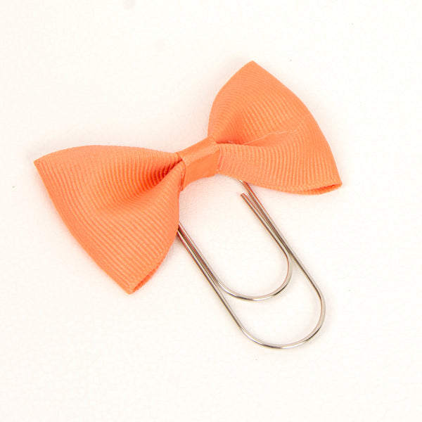 Peach Bow Wide Planner Clip - Bookmark in Silver, Gold or Rose Gold