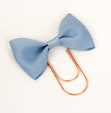 Slate Blue Bow Wide Planner Clip - Bookmark in Silver, Gold or Rose Gold