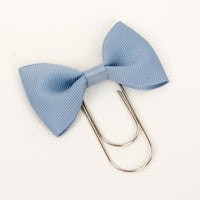 Slate Blue Bow Wide Planner Clip - Bookmark in Silver, Gold or Rose Gold