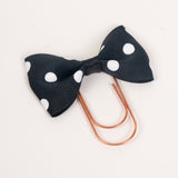 Black Dotted Bow Wide Planner Clip - Bookmark in Silver, Gold or Rose Gold