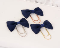 Navy Blue Bow Wide Planner Clip - Bookmark in Silver, Gold or Rose Gold