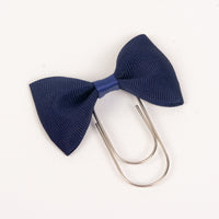 Navy Blue Bow Wide Planner Clip - Bookmark in Silver, Gold or Rose Gold