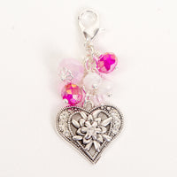 Rhinestone Heart Charm with Pink Crystal at sparkleprincessco.coms