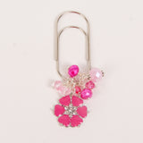 Pink Rhinestone Flower Dangle Clip or Charm