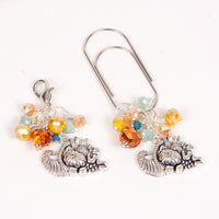 Cornucopia Dangle Clip or Charm with with Orange, Golden, Mint and Blue Crystals