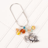 Cornucopia Dangle Clip or Charm with with Orange, Golden, Mint and Blue Crystals