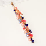 Blush and Navy Dangle Planner Charm with Blue, Peach and Pink Crystals with Rose Gold Hardware