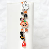 Halloween Planner Charm with Ghost, Jack-O-Lantern and Witch Hat Charms and Crystal Dangle