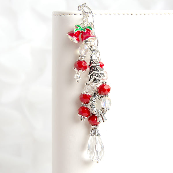 Christmas Themed Traveler's Notebook Planner Charm with Crystal Dangle