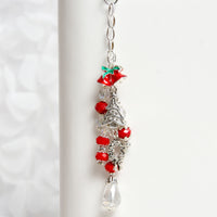 Christmas Dangle Planner Charm with Red Crystals and Tree, Bells and Wreath Charms