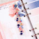 Blush and Navy Dangle Planner Charm in Silver