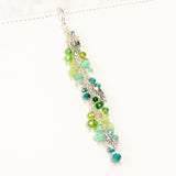 Tranquility Silver Leaf Planner Charm with Green Crystal Dangle