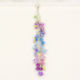 Wisteria Dangle Planner Charm with Purple and Blue Crystals and purple enamel flower charm