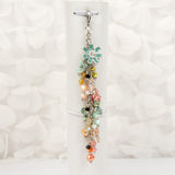 Blue Flower Dangle Charm with Subdued Rainbow Crystal Dangle