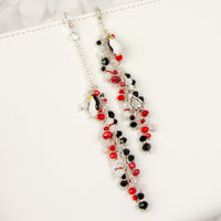 Penguin Planner Charm Dangle with Red, White and Black Crystals ring bound and travelers notebook styles