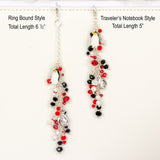 Penguin Planner Charm Dangle with Red, White and Black Crystals Measurements