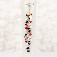 Penguin Planner Charm Dangle with Red, White and Black Crystals