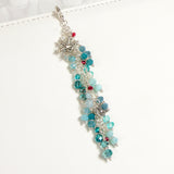 Winter Twilight Snowflake and Bird Dangle Charm with Blue Crystals, Shell Pearls and small red beads