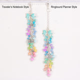 Traveler's Notebook and Ring Bound Planner Style Comparison. Pastel Rainbow Dangle Charm