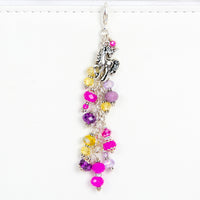 Unicorn Planner Charm with Pink, Purple and Yellow Crystal Dangle