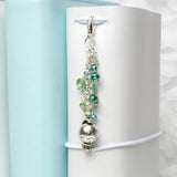 Globe Planner Charm with Blue and Green Crystal Dangle