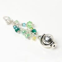 Globe Planner Charm with Blue and Green Crystal Dangle