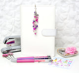 Fairy Planner Charm with Glass Pearls and Pink & Purple Crystals