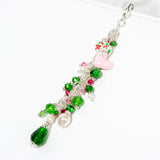 Pink and Green Christmas Charm with Enamel Stocking